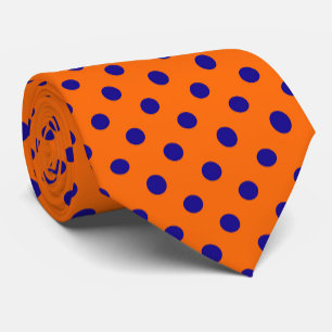 Cravate Bleu Sur Orange Pois Design Motif