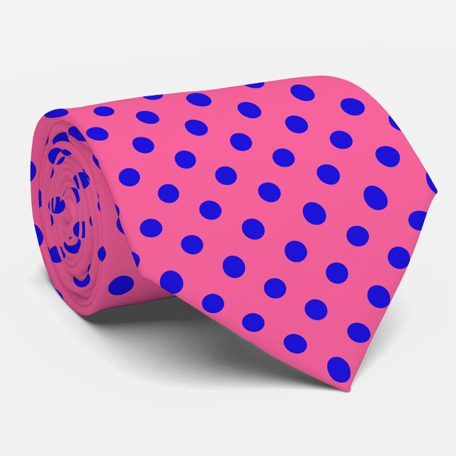 Cravate Bleu sur rose Pois design Motif (Créateur téléchargé)