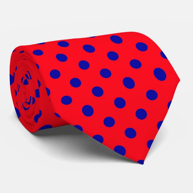Cravate Bleu sur rouge Pois design Motif (Créateur téléchargé)
