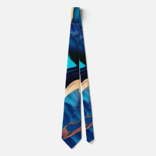 Cravate Bleu tendance en or faux marbre