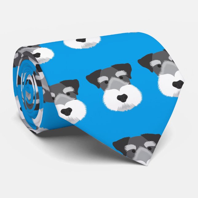 Cravate bleue de Schnauzer miniature (Roulé)