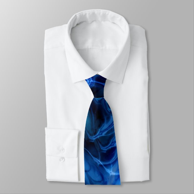 Cravate bleue en marbre fractal (Attaché)