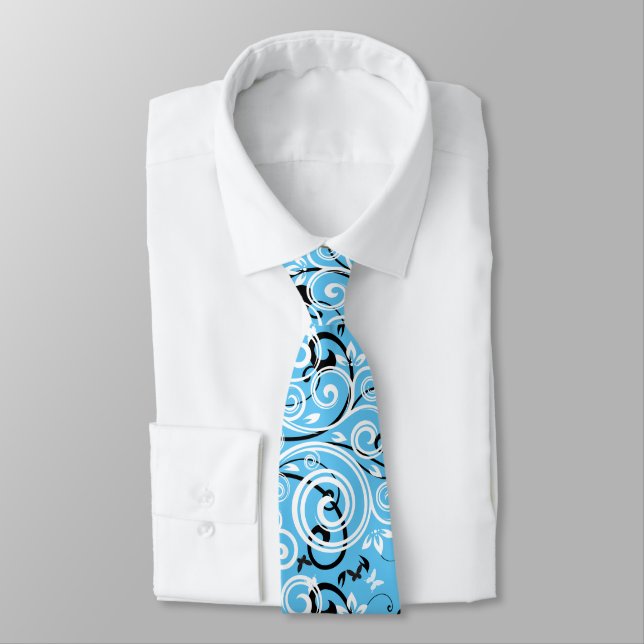 Cravate bleue Flourish pour hommes (Attaché)