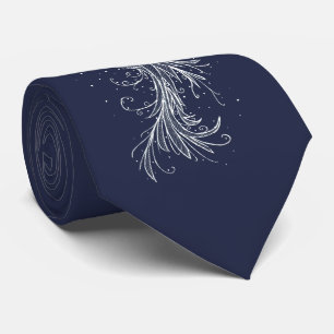 Cravate Bleue Phoenix Blanche