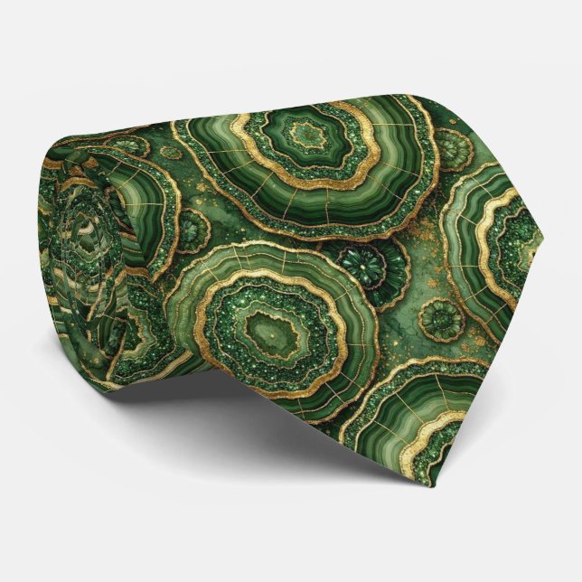 Cravate Bling & Sparkle | Forest Green Gold Geode Collier (Roulé)