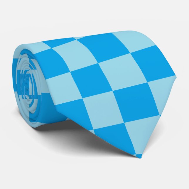 Cravate Blocs carrés bleus géométriques (Roulé)