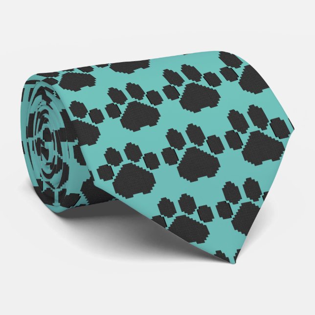 Cravate Blocs de construction d'empreintes de chien noir (Roulé)