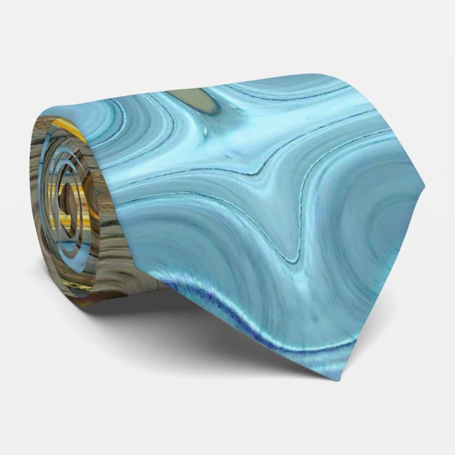 Cravate Blocs de verre turquoise et or 2 (Roulé)