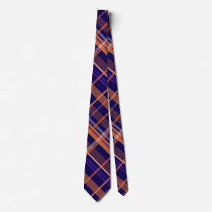 Cravate Blue and Orange Plaid Tie