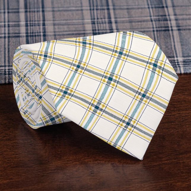 Cravate Blue and Yellow Plaid Necktie Tie (Créateur téléchargé)