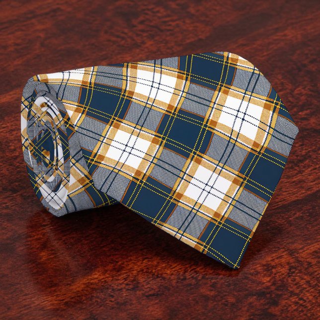 Cravate Blue and Yellow Plaid Necktie Tie (Créateur téléchargé)