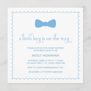 Cravate Blue Bow  Invitation Baby shower