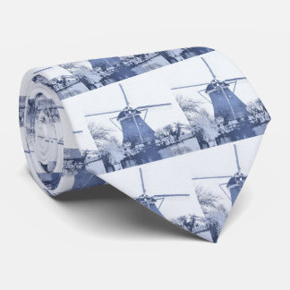 Cravate Blue Delft Dutch Windmill,