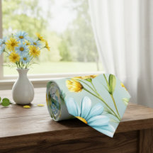 Blue Floral Necktie for Men – Elegant Rose Print 