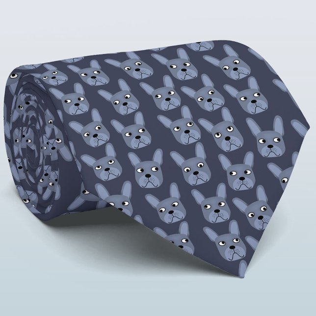 Cravate Blue French Bulldog (Cute Blue French Bulldog neck tie for dog dads)