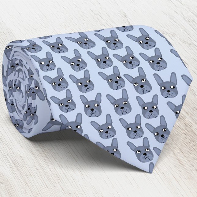 Cravate Blue French Bulldog (Blue French Bulldog fun dog art neck tie)
