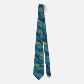 Cravate Blue Green and Teal Camo Abstract