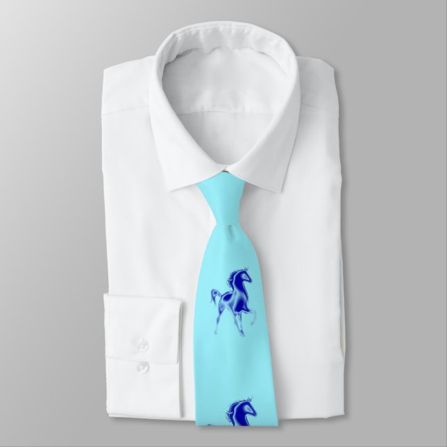 Cravate Blue Horses Neck Tie - Custom Colors (Attaché)