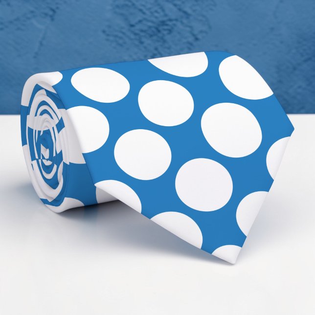 Cravate Blue Jumbo Polka Dots Custom Necktie (Créateur téléchargé)