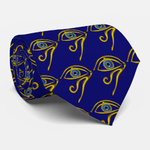 Cravate BLUE TALISMAN / OR HORUS Motif OEIL
