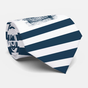 Cravate Blue & white stripes nautical wind saiboat