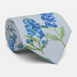 Cravate Bluebonnets Texas Blue Floral vintage aquarelle