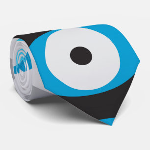 Cravate Blues et gris motif de l'oeil du mal grec