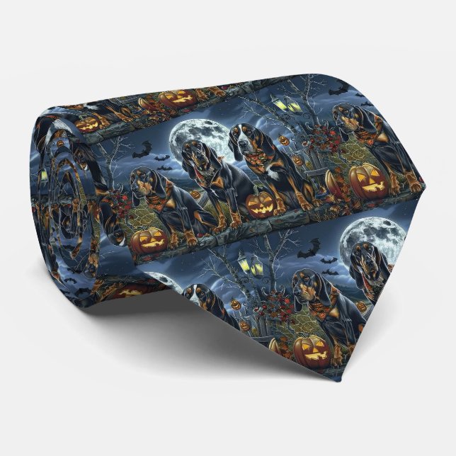 Cravate Bluetick Coonhound Halloween Éffrayant (Roulé)