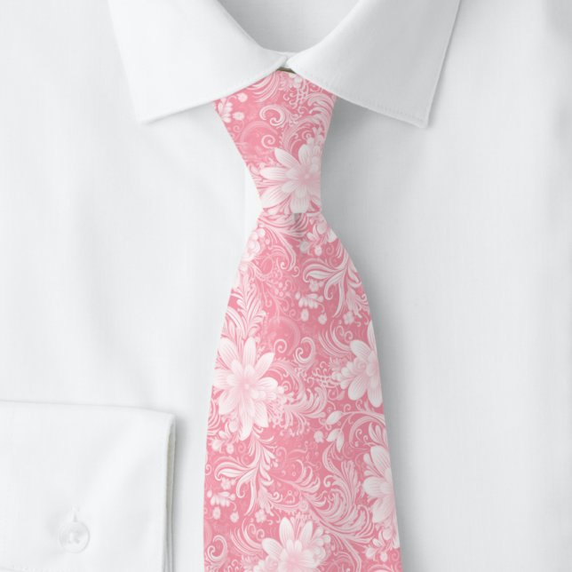 Cravate Blush Floral Batik (Créateur téléchargé)