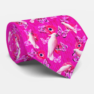 Cravate Blush Paradise : Cockatoos et Papillons Harmony,