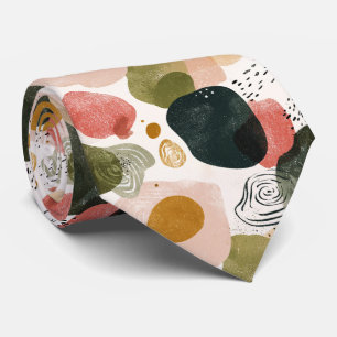Cravate Boho biologique Motif Abstrait en Tone Toné Terre