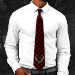 Cravate Boho rustique Antlers Floral Buffalo Rouge Noir Pl<br><div class="desc">Boîtes d'or floral rustique sur Buffalo Plaid à damiers bûcheron rouge et noir en vichy.</div>