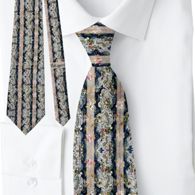 Cravate Boho Stripe Floral Français Rose Blush (Créateur téléchargé)