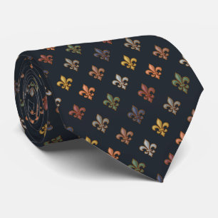 Cravate Bois de Terre Sombre Motif Fleur-de-lis