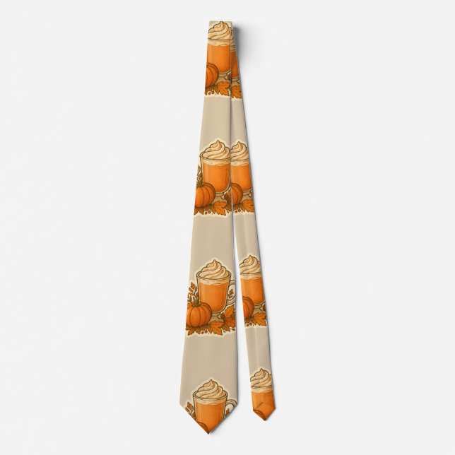 Cravate Boisson d'épices citrouilles avec feuilles d'autom (Devant)