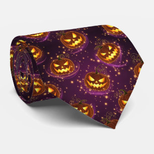 Cravate Bokeh Halloween Citrouille Lumineuse (2)