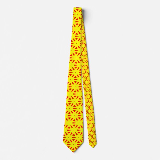 Cravate Bold Funky Yellow et Red Suns Abstrait Motif (Devant)