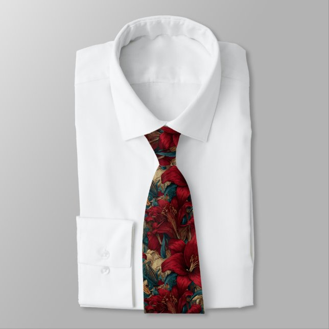 Cravate Bold Groomsmen Lilies Floral (Attaché)