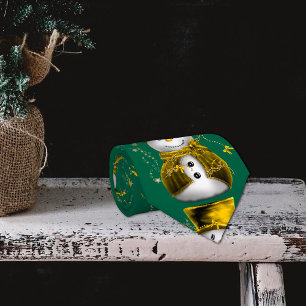 Cravate Bonhomme de neige en velours doré de Noël