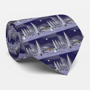 Cravate Bonhomme de neige gentil pendant la nuit