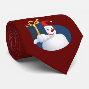 Cravate Bonhomme de neige remet un cadeau...
