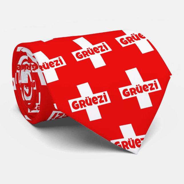 Cravate Bonjour je suis la Suisse drôle suisse Gruezi (Roulé)