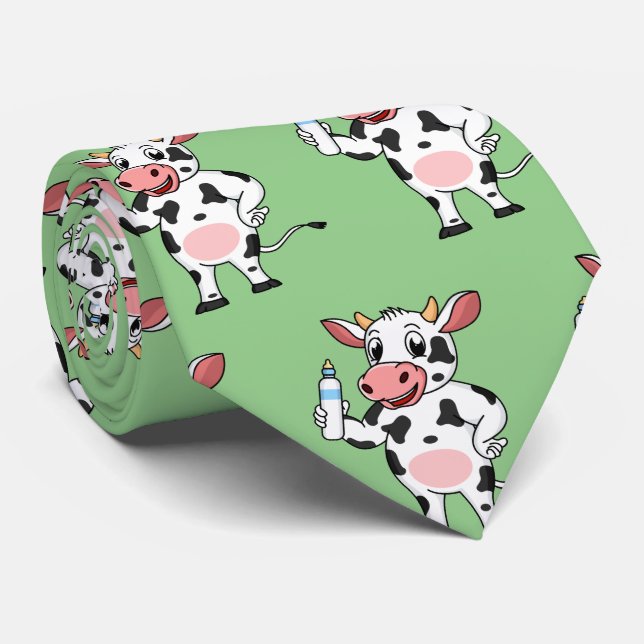 Cravate Bonne vache avec dessin animé de biberon (Roulé)