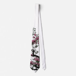 Cravate "Bonsaïs fleurissants" épousant la cravate/Sash