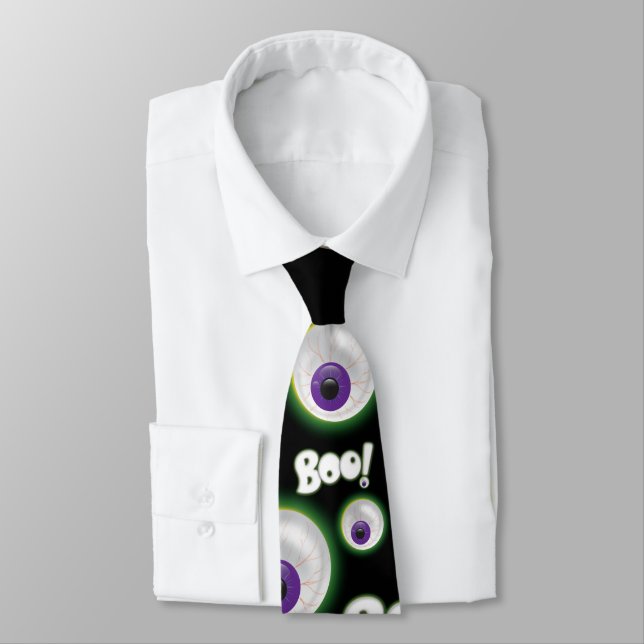 Cravate BOO Halloween violet flottant Eyeball - Oeil fantô (Attaché)