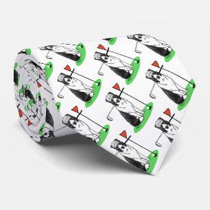 Cravate Bordure Collie Chien Jouer Golf (noir & blanc) Amu