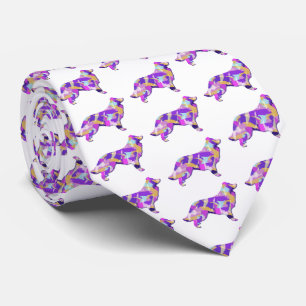Cravate Bordure Collie Chien Silhouette Purple Blanc Cou