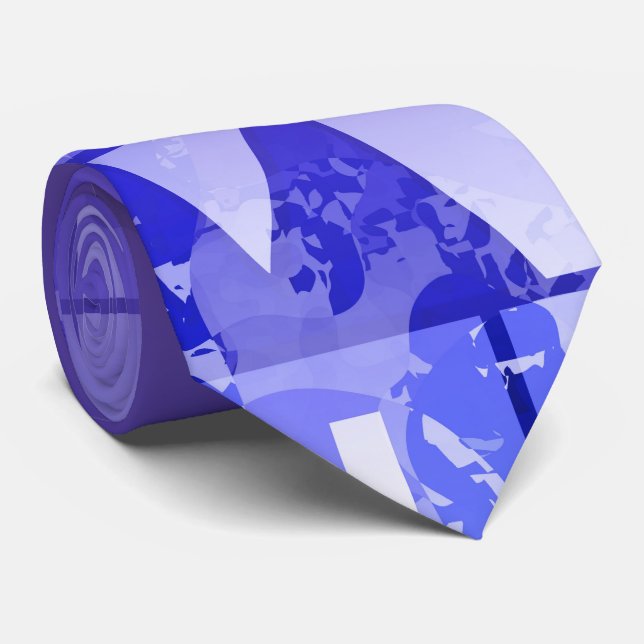 Cravate Bordure géométrique dégradé violet bleu lisse  (Roulé)