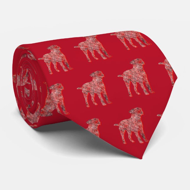 Cravate Bordure Terrier Chien de Noël Silhouette Rouge Cou (Roulé)