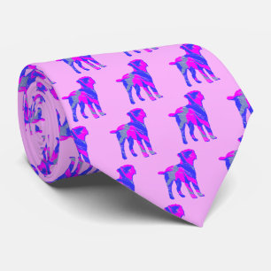 Cravate Bordure Terrier Chien mignon rose Silhouette rose